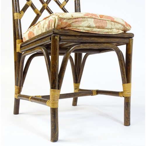 20 - A Vintage side chair of simulated bamboo and rattan construction, in the manner of a Chinese Chippen... 