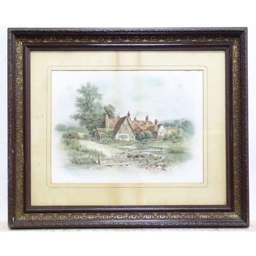 46 - Local interest Buckinghamshire: A colour print depicting an inn at the village of Padbury. titled Pa... 