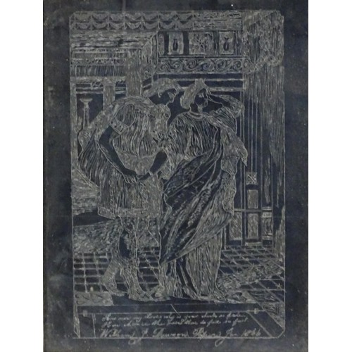 75 - William J. Dawson, 19th century, Etched glass, William Shakespeare's Lysander and Hermia from A Mids... 