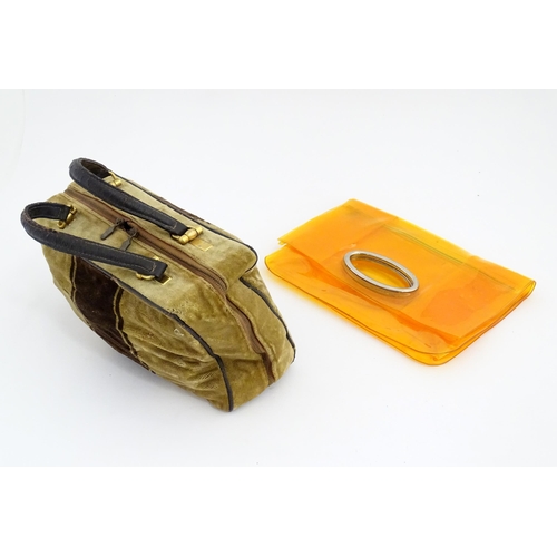 117 - Vintage fashion / clothing: 2 retro handbags comprising a transparent orange bag measuring 11 3/4