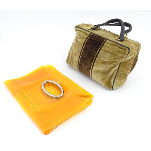 117 - Vintage fashion / clothing: 2 retro handbags comprising a transparent orange bag measuring 11 3/4