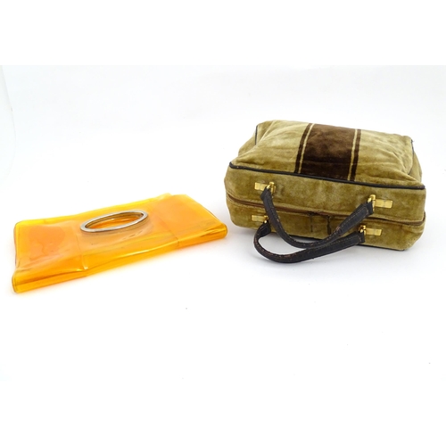 117 - Vintage fashion / clothing: 2 retro handbags comprising a transparent orange bag measuring 11 3/4