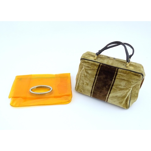 117 - Vintage fashion / clothing: 2 retro handbags comprising a transparent orange bag measuring 11 3/4