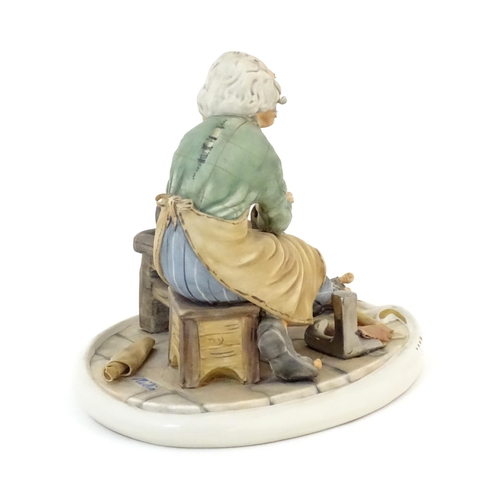 118 - An Italian Capodimonte model of a Ciabattino / Cobbler, titled to base and signed Milio. Marked unde... 