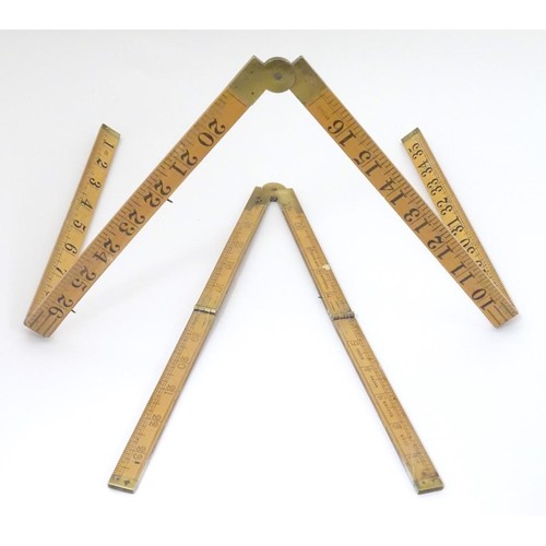 463 - Vintage Tools: Two boxwood and brass mounted surveyor's rules, one by John Rabone & Sons, Birmingham... 