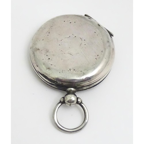 473 - A Continental white metal pocket watch, the dial signed Hingue A Villeneuve. Approx. 1 3/4