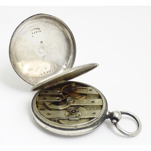 473 - A Continental white metal pocket watch, the dial signed Hingue A Villeneuve. Approx. 1 3/4