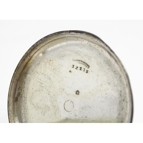 473 - A Continental white metal pocket watch, the dial signed Hingue A Villeneuve. Approx. 1 3/4