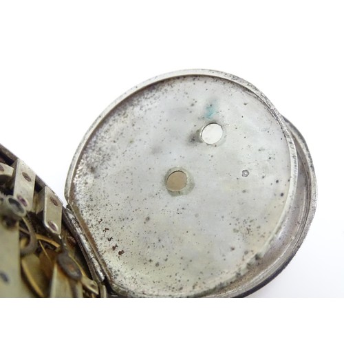 473 - A Continental white metal pocket watch, the dial signed Hingue A Villeneuve. Approx. 1 3/4