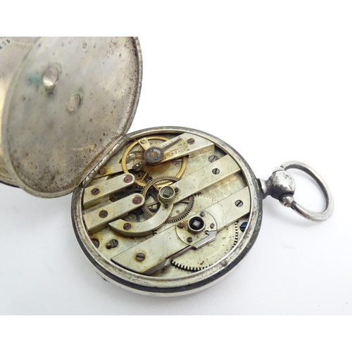 473 - A Continental white metal pocket watch, the dial signed Hingue A Villeneuve. Approx. 1 3/4