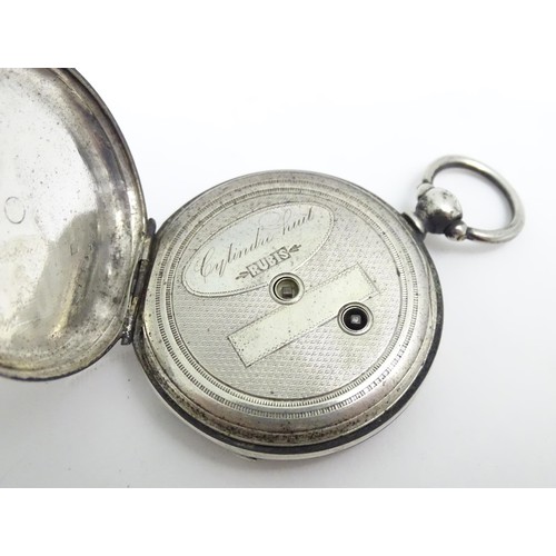 473 - A Continental white metal pocket watch, the dial signed Hingue A Villeneuve. Approx. 1 3/4