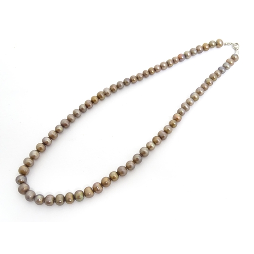 496 - A necklace of brown pearls. approx 15