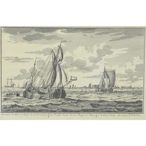 515 - After Peter Schenk, 20th century, Engraving, A Vriesland Smack, with Ropsyl From The West, Ships at ... 