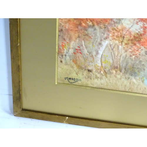 536 - Kondo, 20th century, Japanese School, Watercolours, A pair of river scenes with autumnal trees, one ... 