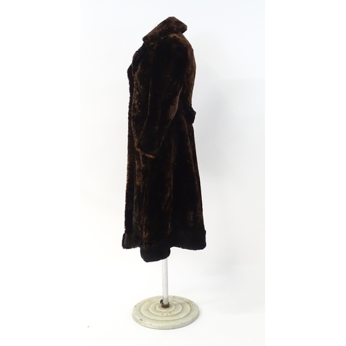 664 - Vintage fashion / clothing: A vintage, long length fur coat, chest measures 34