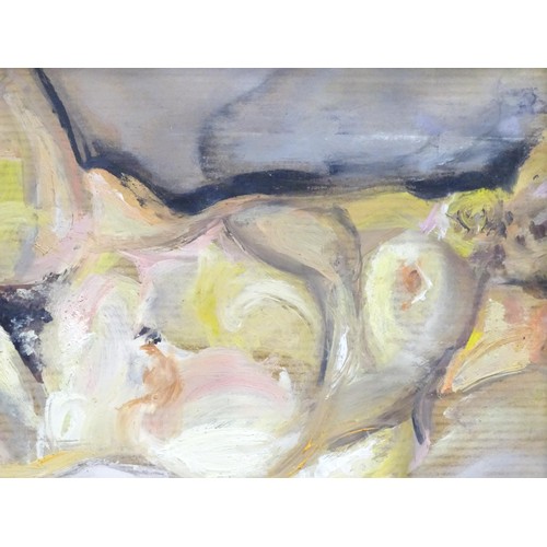 817 - A 20thC watercolour depicting a reclining nude, signed with monogram CN lower right. Approx. 5 1/2