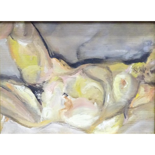 817 - A 20thC watercolour depicting a reclining nude, signed with monogram CN lower right. Approx. 5 1/2