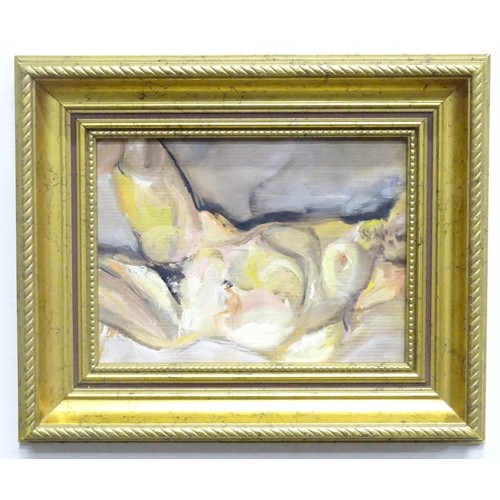 817 - A 20thC watercolour depicting a reclining nude, signed with monogram CN lower right. Approx. 5 1/2