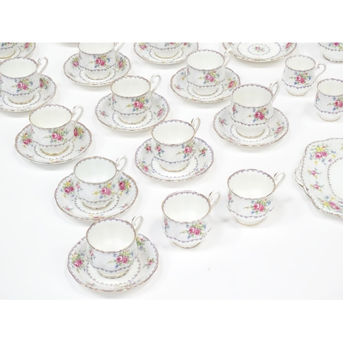 137 - A quantity of Royal Albert tea wares in the Petit Point pattern to include teapot, cups, saucers, si... 