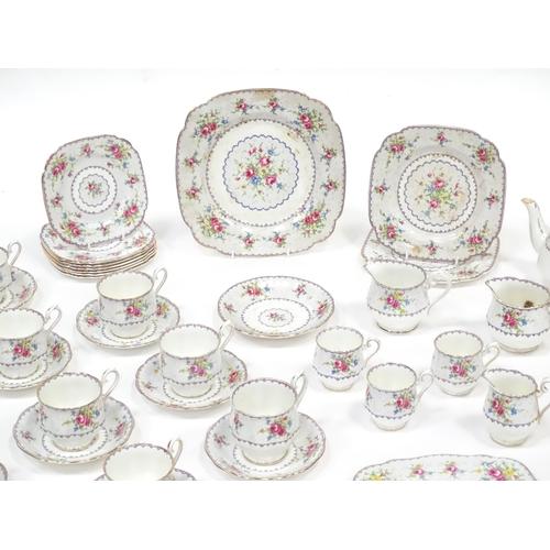 137 - A quantity of Royal Albert tea wares in the Petit Point pattern to include teapot, cups, saucers, si... 