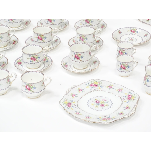 137 - A quantity of Royal Albert tea wares in the Petit Point pattern to include teapot, cups, saucers, si... 