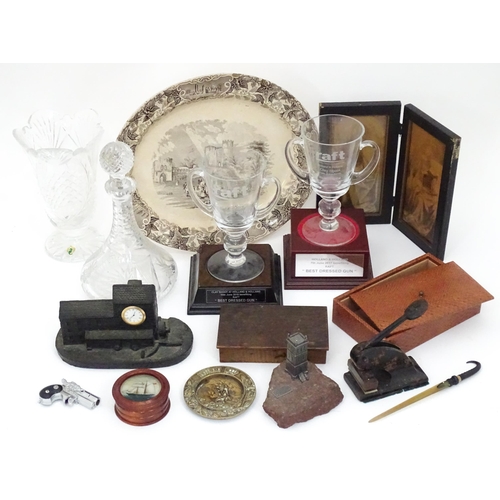 145 - A quantity of miscellaneous items, to include Holland and Holland clay pigeon shooting trophies, a c... 