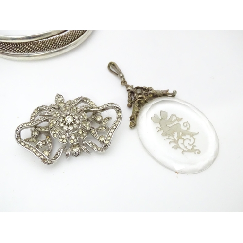 475 - Assorted white metal and silver jewellery together with two small silver plate bottle coasters, each... 