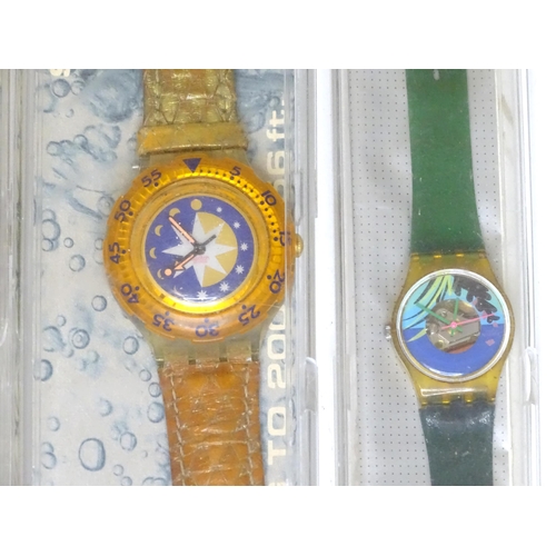 482 - Wristwatches : A quantity of assorted Swatch watches, together with an example by Minitz, etc.