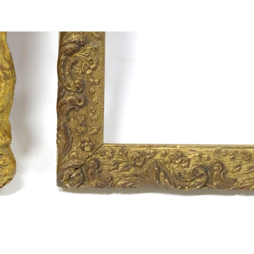 562 - Three picture / mirror frames, to include a gilt swept frame, a carved wooden example etc. Largest a... 