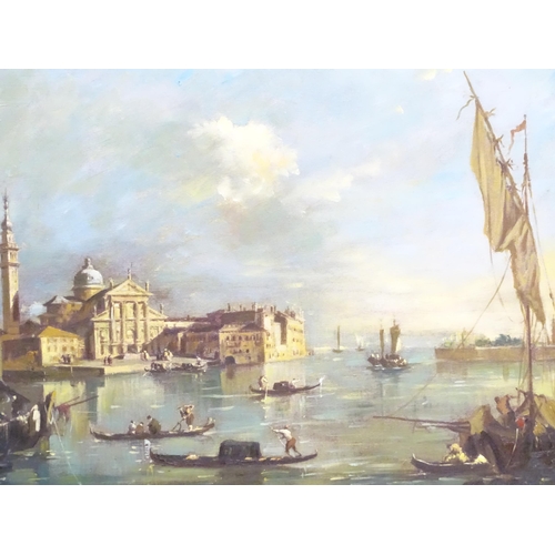 202 - After Francesco Guardi (1712-1793), 20th century, Oleograph on canvas, San Giorgio Maggiore, Venice.... 