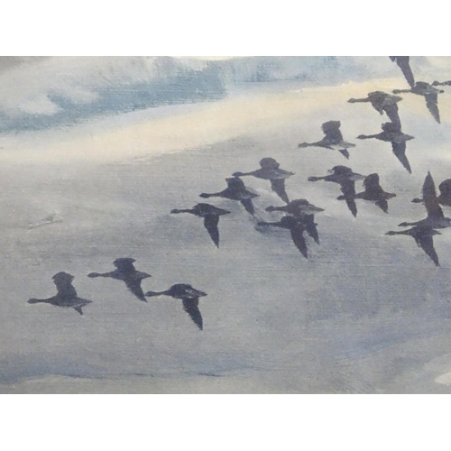 529 - After Sir Peter Markham Scott CH CBE DSC FRS FZS (1909-1989), two lithographs, Evening - Geese Flyin... 