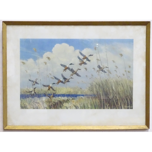 529 - After Sir Peter Markham Scott CH CBE DSC FRS FZS (1909-1989), two lithographs, Evening - Geese Flyin... 