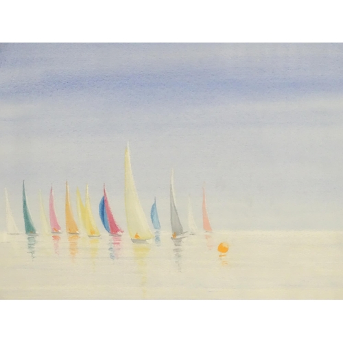 96 - Nigel J. Greaves, 20thC, Pastel on paper, Out in Front, Yachts /  boats racing. Signed lower left an... 