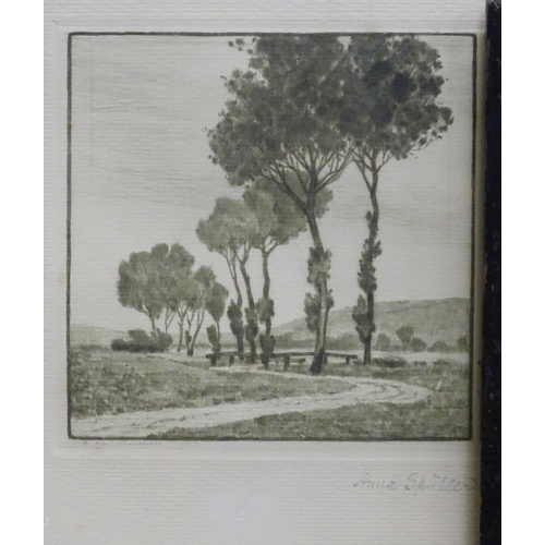 519 - Six assorted etchings to include Galloway Oaks by Joseph Kirkpatrick (1872-1936) signed in pencil un... 