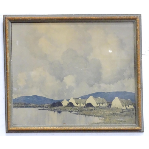 521 - A colour print after Paul Henry (1876-1958) depicting Connemara Cottages, Ireland. Facsimile signatu... 