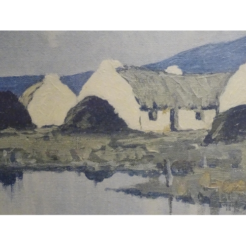 521 - A colour print after Paul Henry (1876-1958) depicting Connemara Cottages, Ireland. Facsimile signatu... 