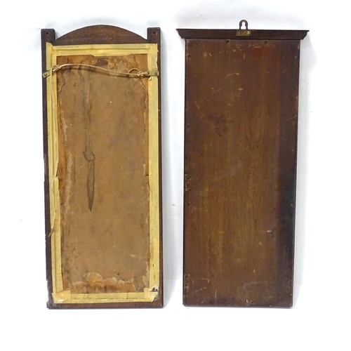 840 - Two early 20thC mirrors, each of oblong form with hardwood frames and bevelled glass, measuring appr... 