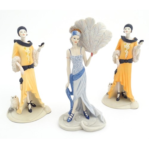 150 - Three Coalport Roaring Twenties ladies to include Trudy and Sadie. Largest approx. 12 1/4