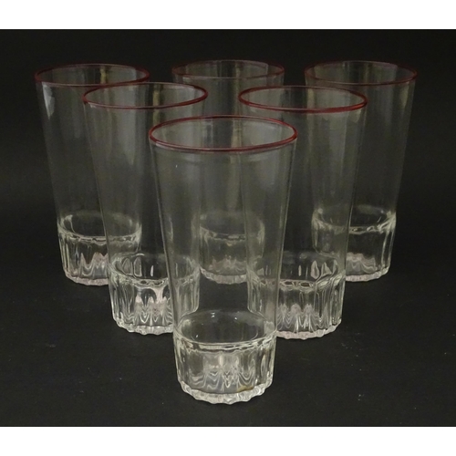 242 - Salviati & Co. Glassware: Six Venetian glass tumblers with pink detail to rims. Approx. 4 3/4