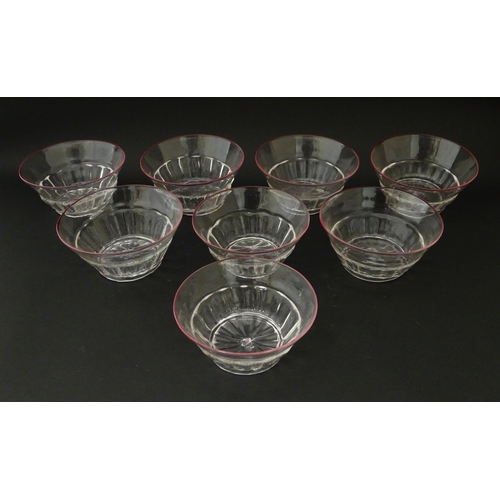 245 - Salviati & Co. Glassware: Eight Venetian glass bowls with pink detail to rims. Approx. 4 1/4