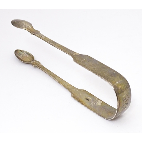 501 - William IV silver fiddle pattern sugar tongs. Hallmarked Exeter 1834 maker William Woodman. 6