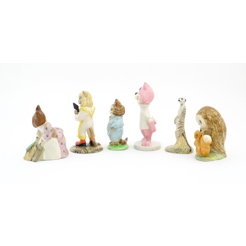 127 - Six assorted Beswick models to include Beatrix Potter's Old Mr Brown, Tom Kitten, Hunca Munca Sweepi... 