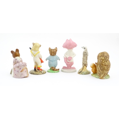 127 - Six assorted Beswick models to include Beatrix Potter's Old Mr Brown, Tom Kitten, Hunca Munca Sweepi... 