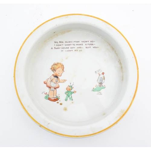 147 - A Shelley baby plate with Mabel Lucie Attwell fairy decoration. Together with a Norwegian example by... 