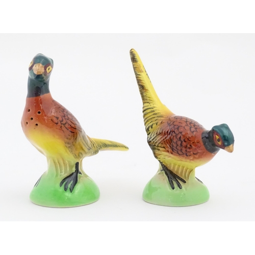 154 - A Carlton Ware cruet on stand, the salt and pepper 
modelled as pheasants. Pheasants approx. 3 3/4