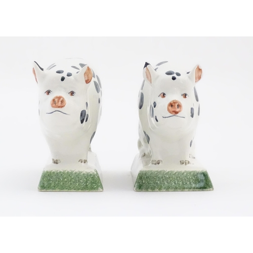 155 - Two Rye Pottery models of pigs comprising Boar and Sow. Marked under. Boar approx. 6 1/4