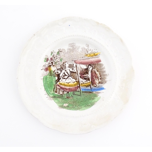 167 - A quantity of assorted 19thC English plates with relief borders and transferware decoration, to incl... 