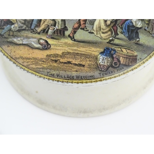 176 - Six Prattware pot lids comprising Pegwell Bay, The Village Wedding, Garibaldi, The Game Bag, Peace a... 