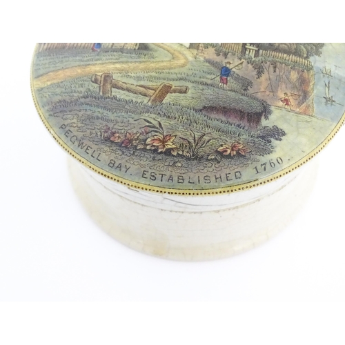 176 - Six Prattware pot lids comprising Pegwell Bay, The Village Wedding, Garibaldi, The Game Bag, Peace a... 