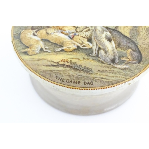 176 - Six Prattware pot lids comprising Pegwell Bay, The Village Wedding, Garibaldi, The Game Bag, Peace a... 